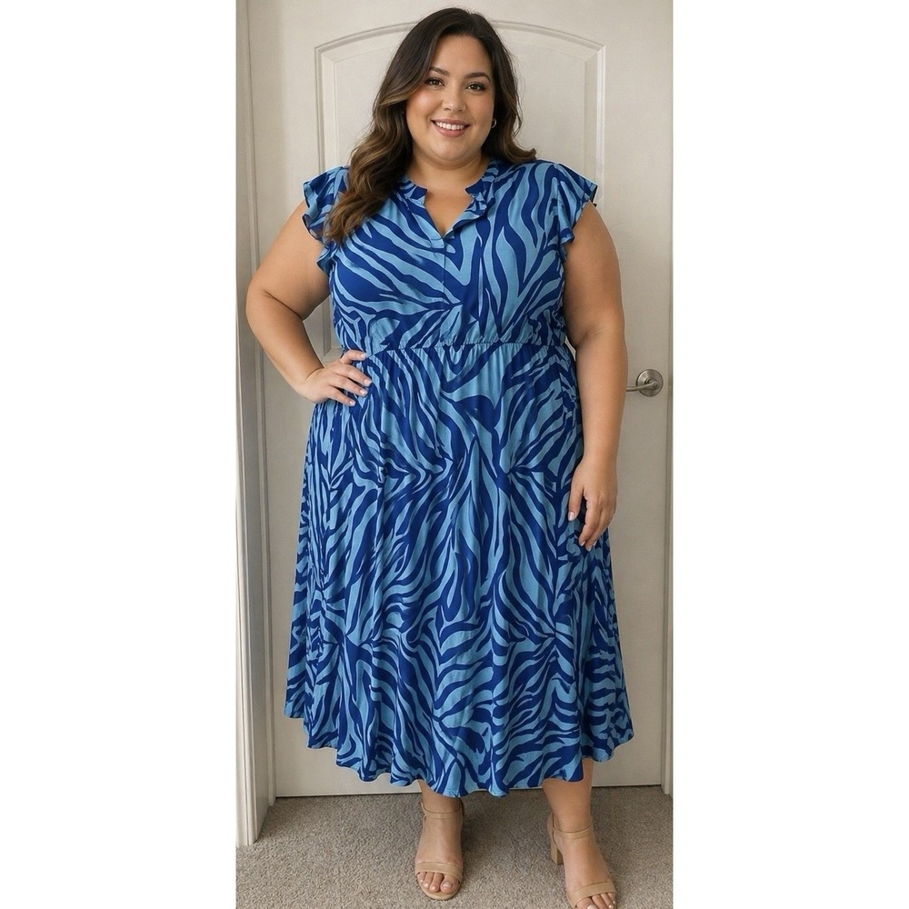 Love Is All Plus Size Dress 2x Blue Teal Brand New Doesn't Wrinkle NWT